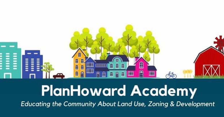 PlanHoward Academy logo and words saying "Educating the Community About Land Use, Zoning & Development"